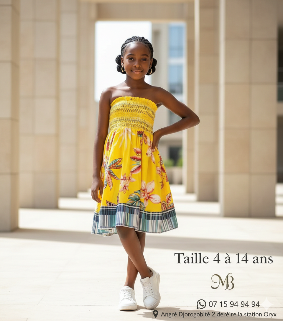 Robe Fille Fleurie - Taille 4 à 14 ans