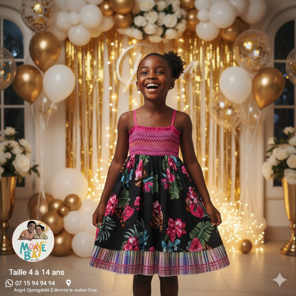 Robe Fille Fleurie - Taille 4 à 14 ans
