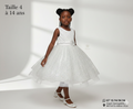 Robe de Cérémonie Fille Blanche Pailletée - Taille 4 à 14 ans