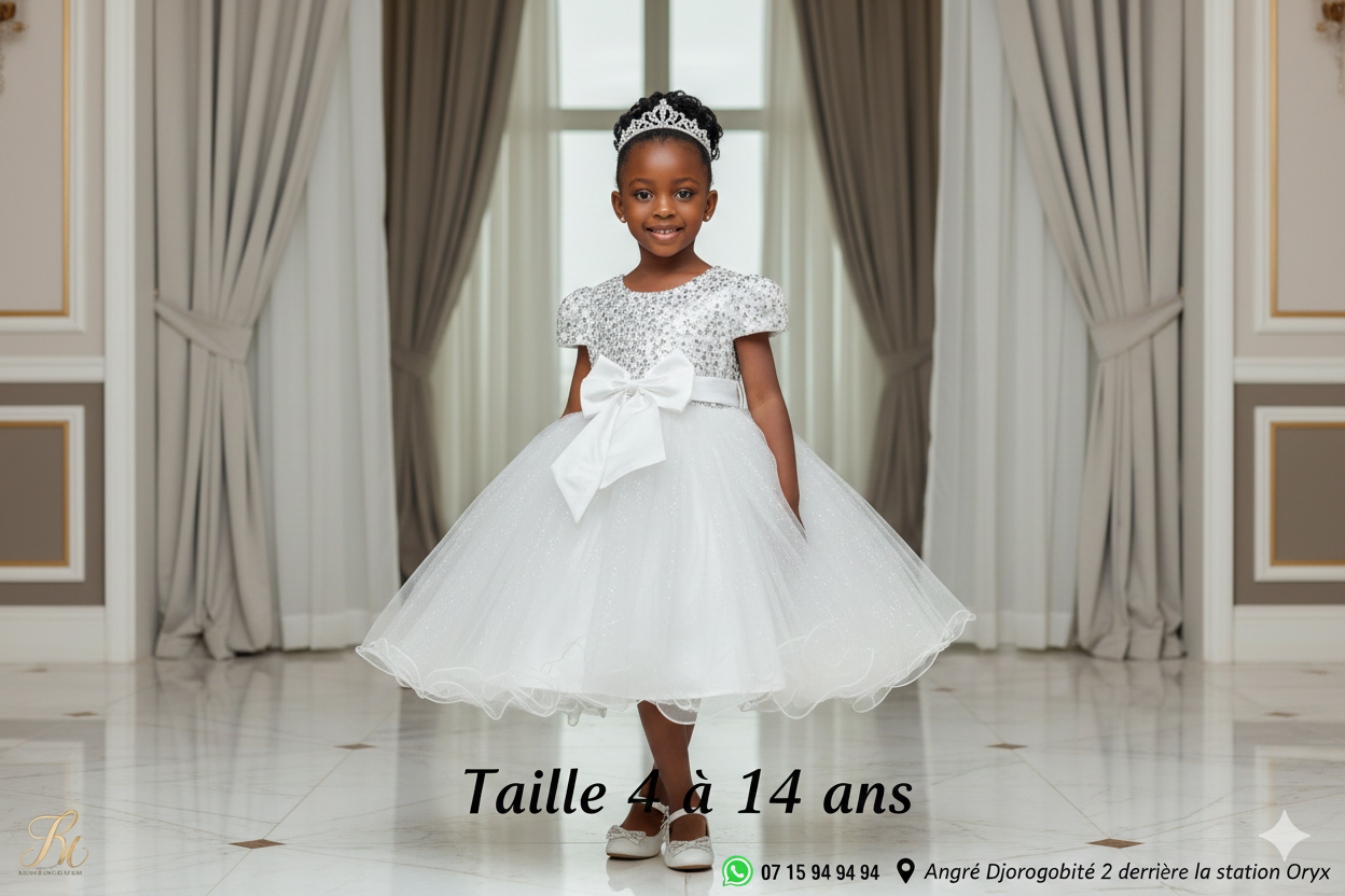 Robe de Cérémonie Fille Paillettes - Taille 4 à 14 ans