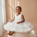 Robe de Cérémonie Blanche Princesse - Tulle et Fleurs (6-36 mois)