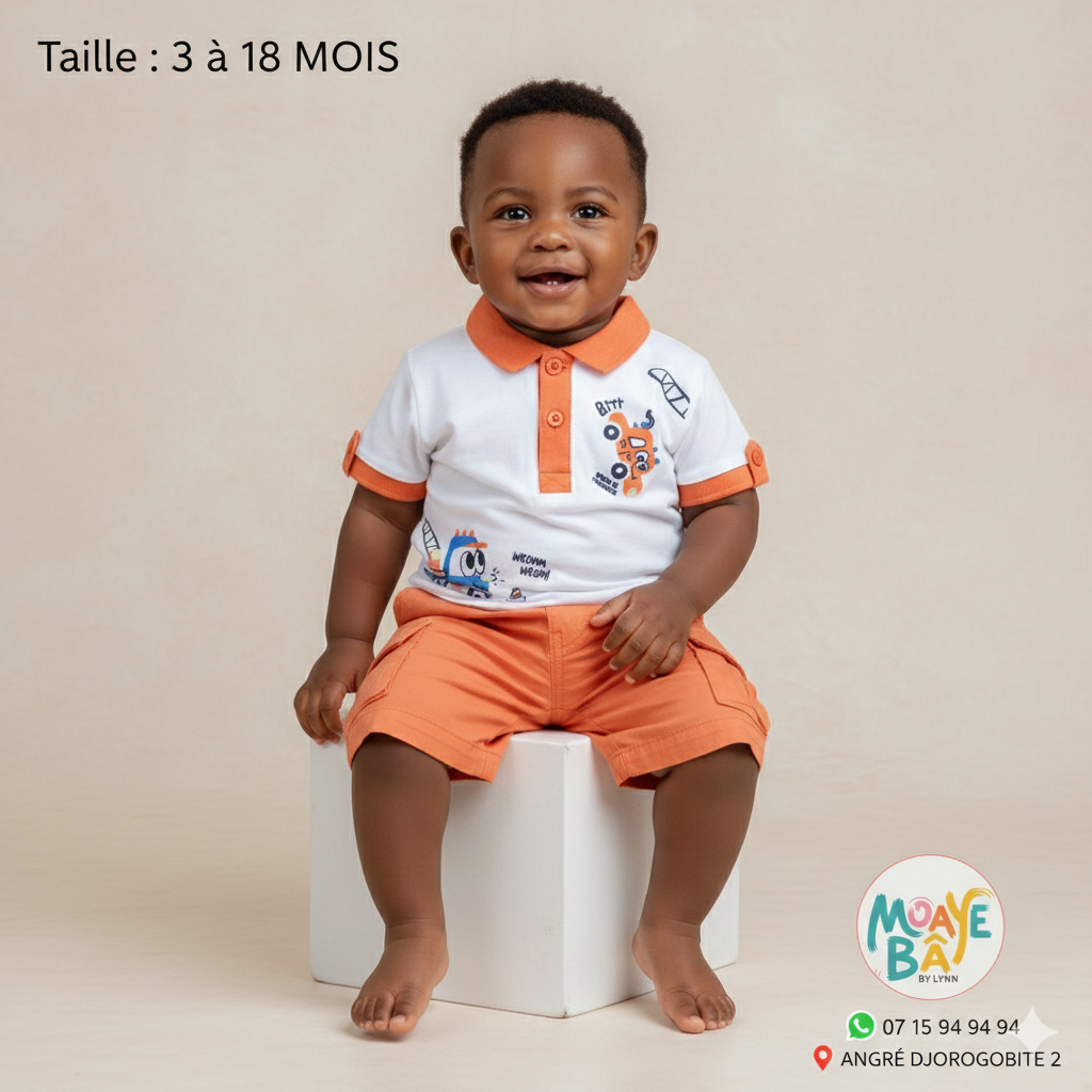 Ensemble Polo et Short Bébé Garçon - 3 à 18 Mois