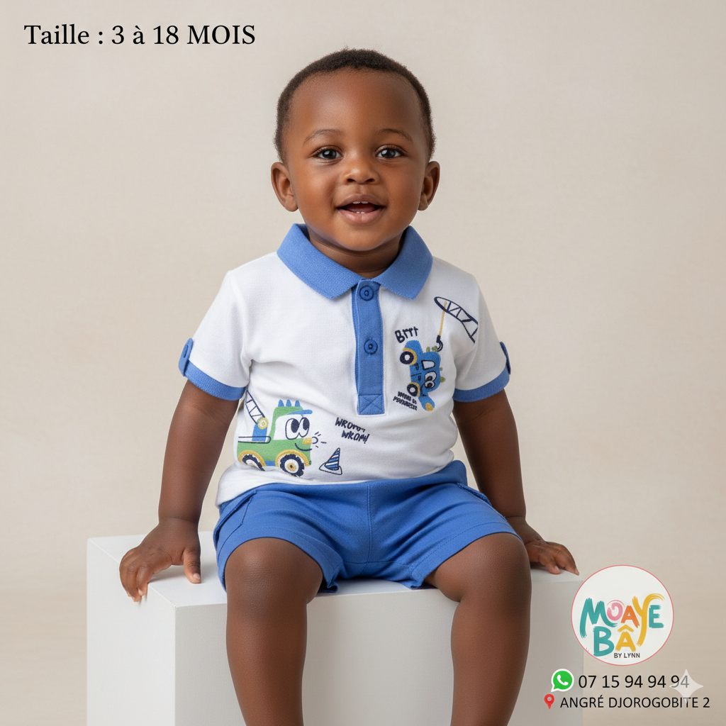 Ensemble Polo et Short Bébé Garçon - 3 à 18 Mois