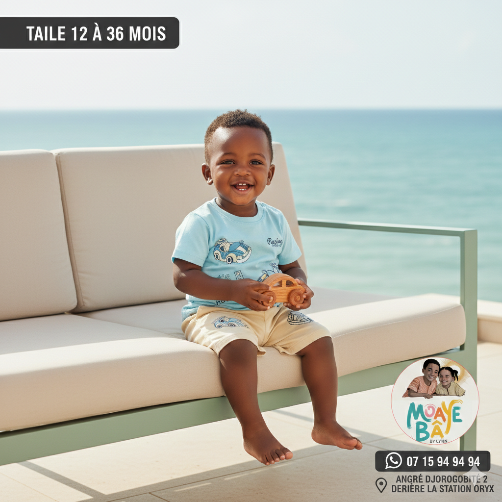Ensemble Garçon T-shirt et Short - Taille 12 à 36 Mois