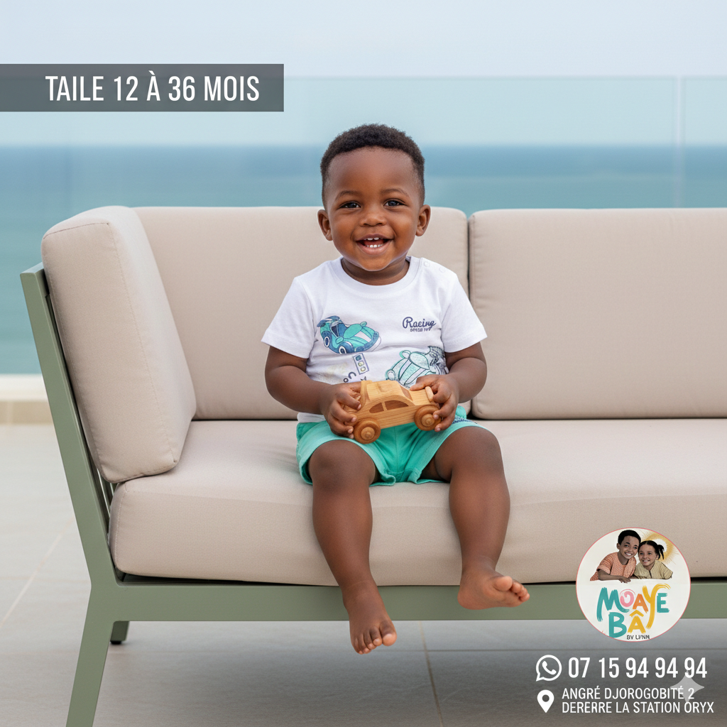 Ensemble Garçon T-shirt et Short - Taille 12 à 36 Mois