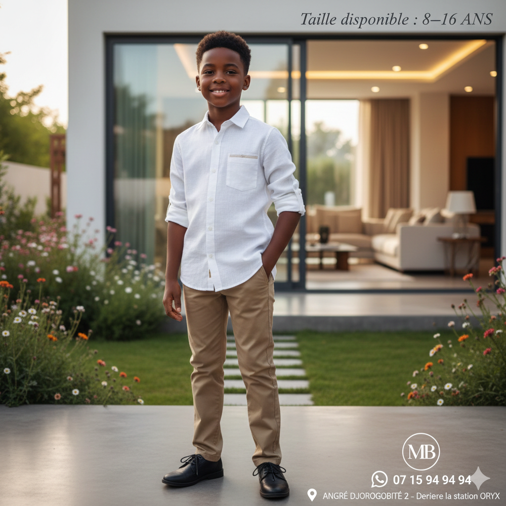 Ensemble Élégant Garçon 8-16 ans - Chemise et Pantalon