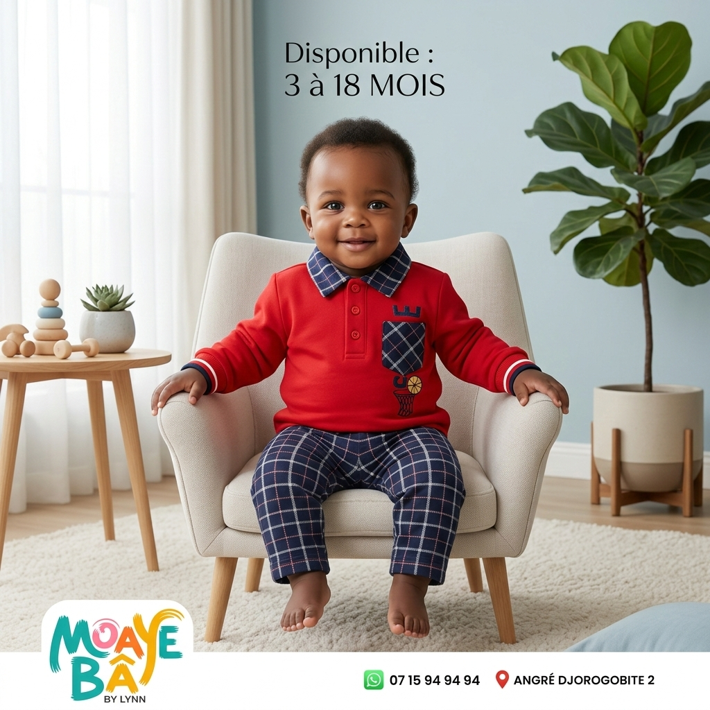 Ensemble garçon Élégant Bébé - Rouge et Carreaux