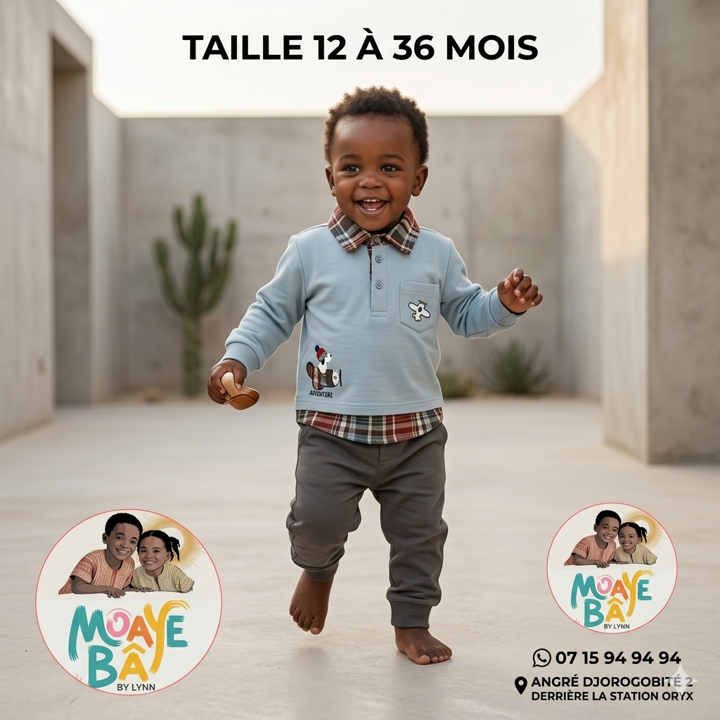 Ensemble Garçon Polo & Chemise à Carreaux – 12 à 36 Mois