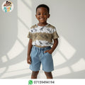 Ensemble Garçon – T-shirt Imprimé Dinosaures & Short Jean PROMOTION