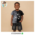 Ensemble 2 pièces Garçon – T-shirt Bicolore Imprimé "NO" & Short Jean PROMOTION