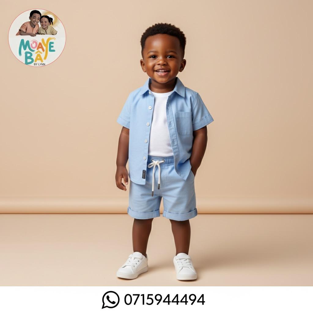 Ensemble Chemise & Short Garçon – Tenue Décontractée Enfant (Promotion)