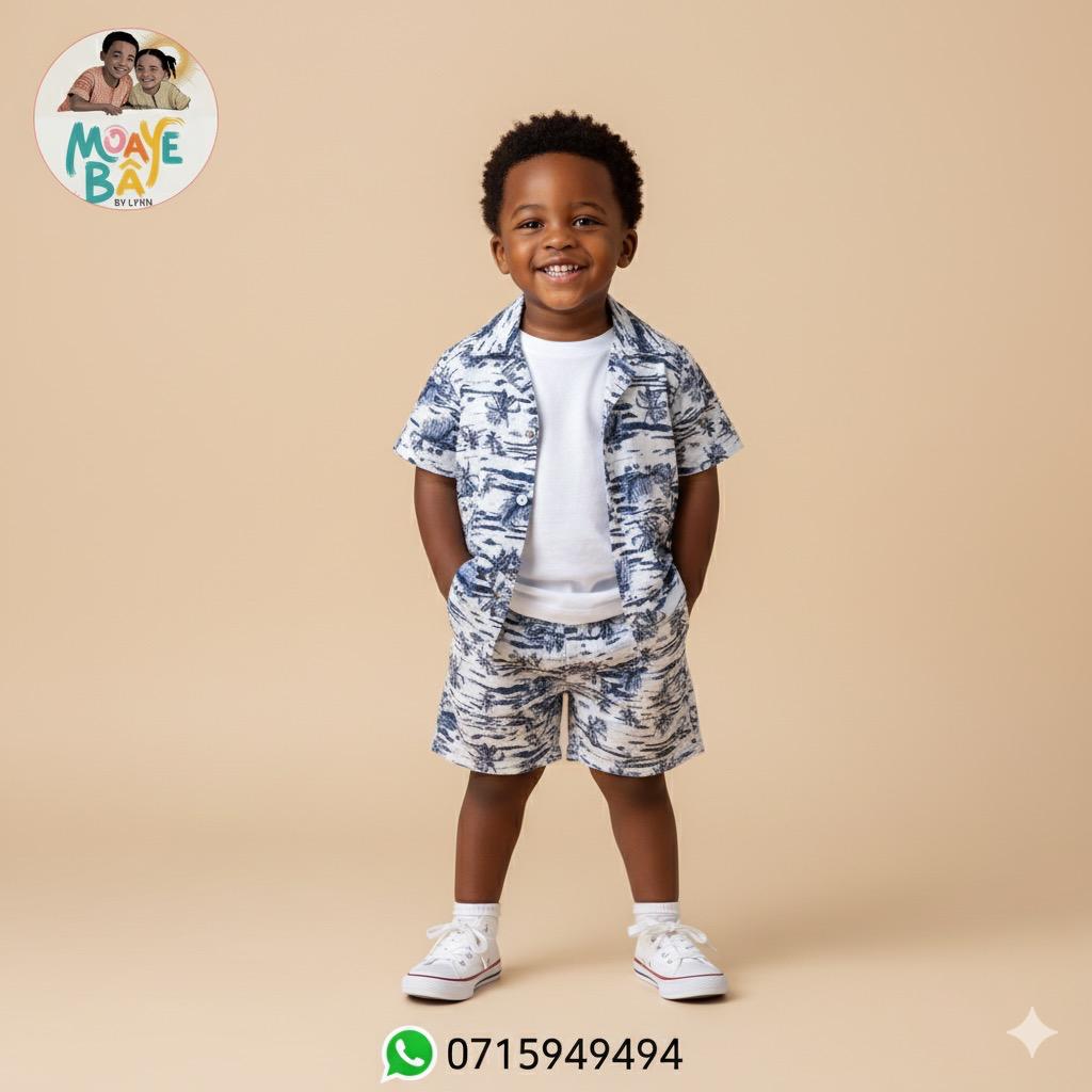 Ensemble Chemise & Short Garçon – Tenue Décontractée Enfant (Promotion)