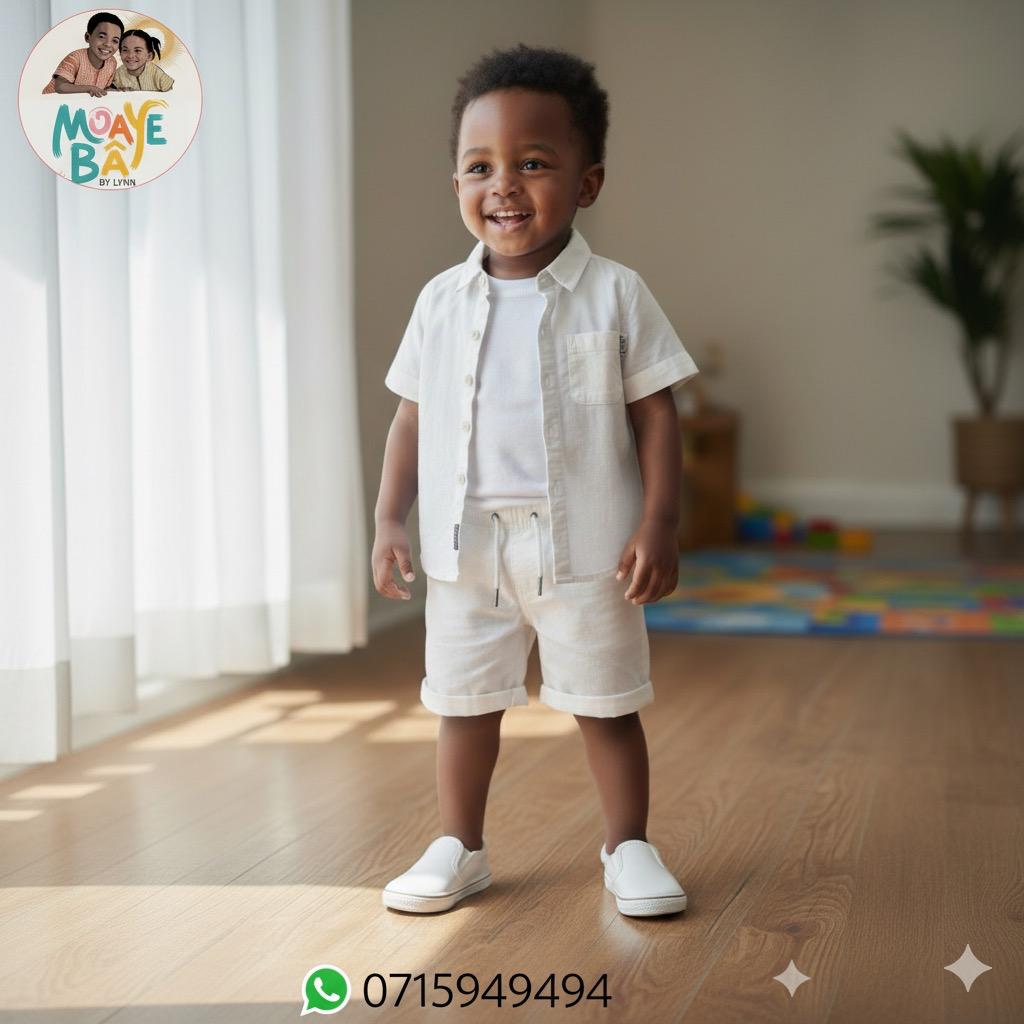 Ensemble Chemise & Short Garçon – Tenue Décontractée Enfant (Promotion)