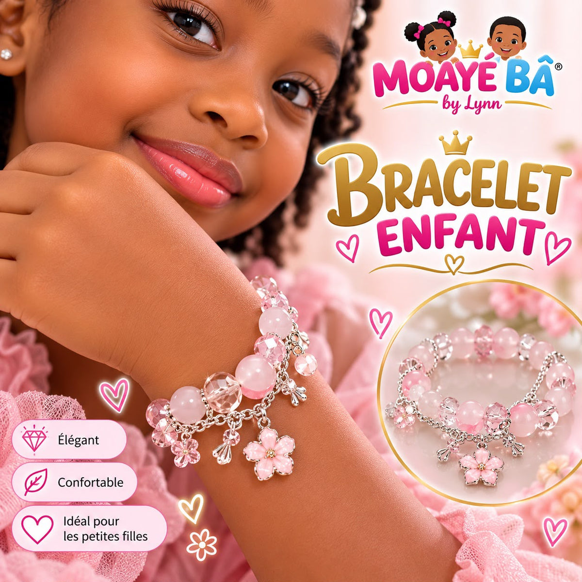 Bracelet enfant fille à perles et breloques – Modèles assortis