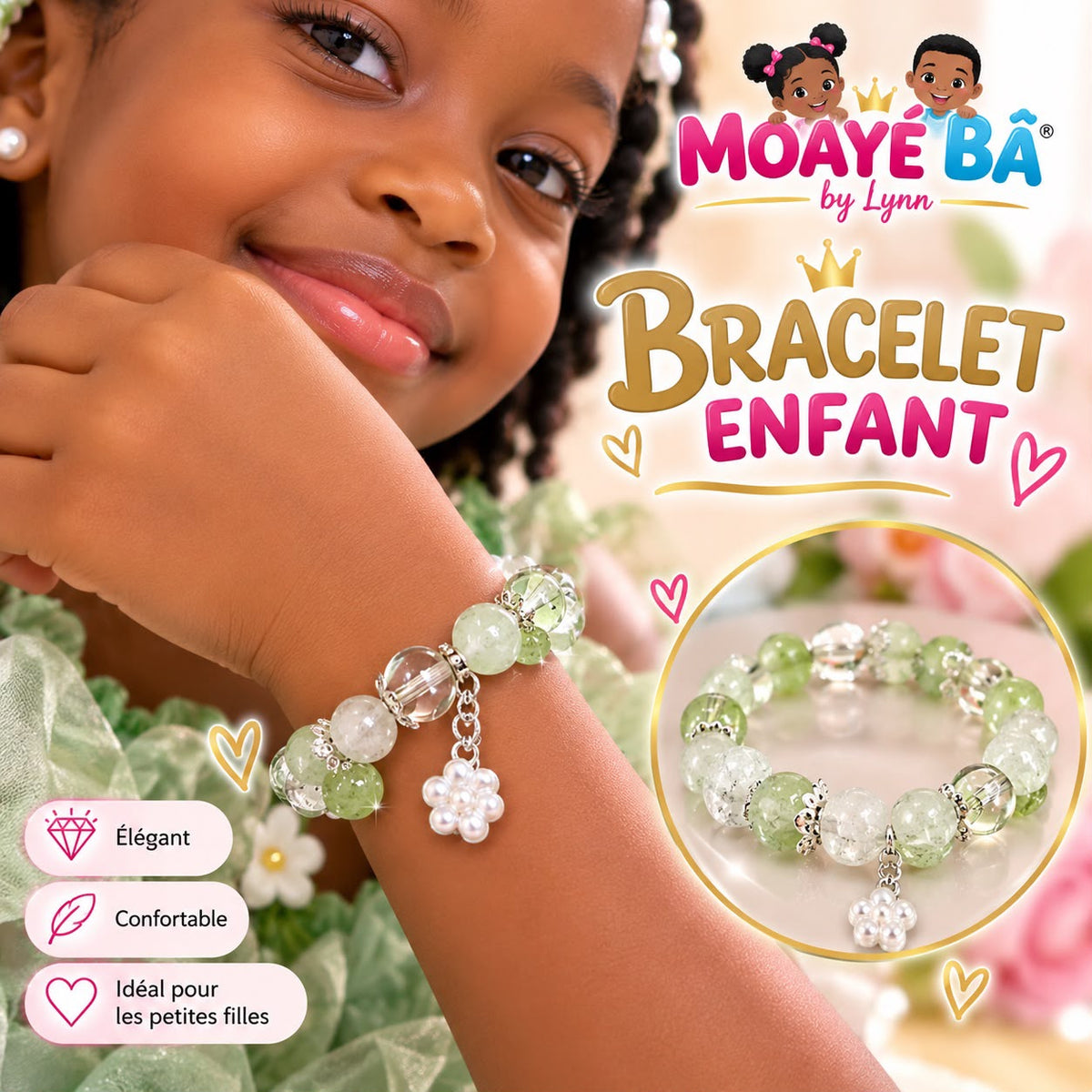 Bracelet enfant fille à perles et breloques – Modèles assortis