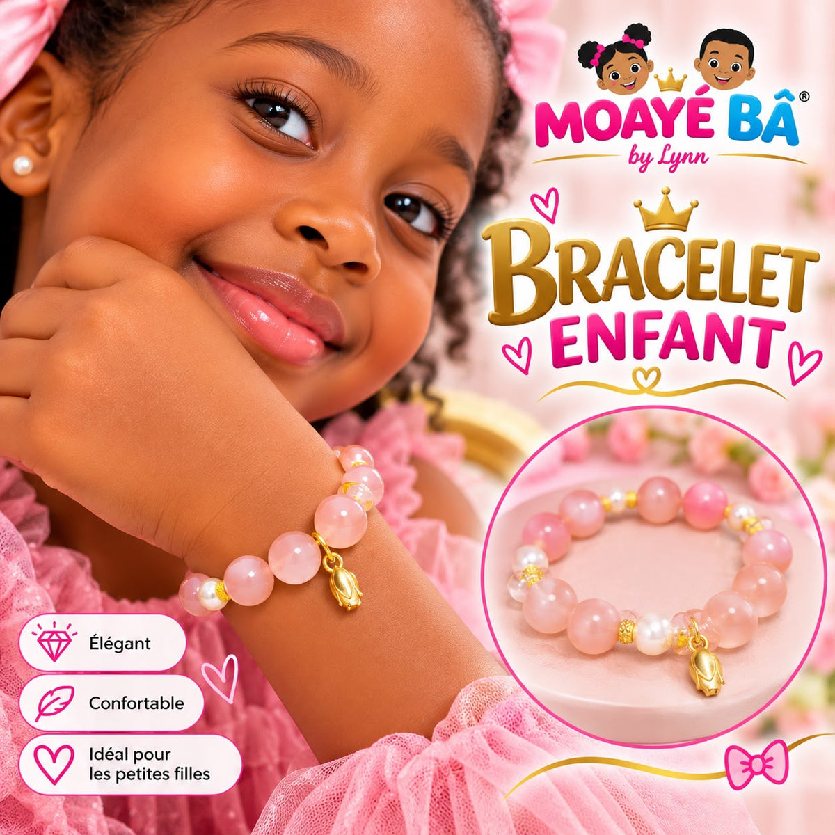 Bracelet enfant fille à perles et breloques – Modèles assortis
