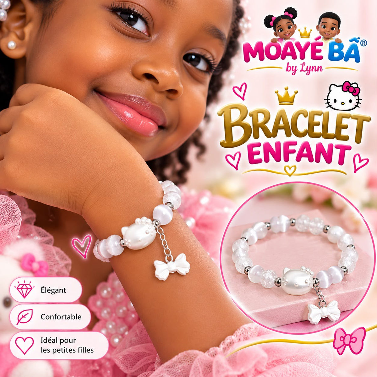 Bracelet enfant fille à perles et breloques – Modèles assortis