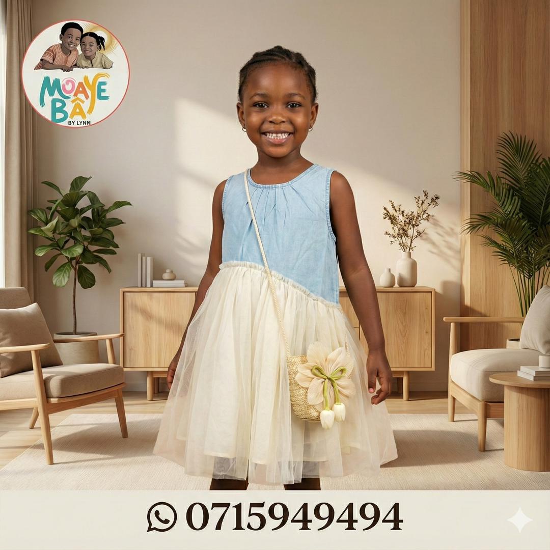 Robe Denim & Tulle – Fille 3-5 Ans