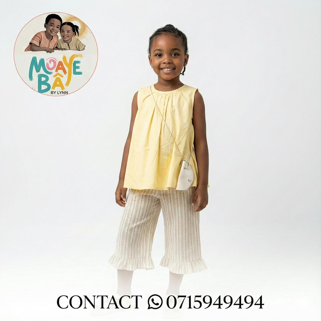 Ensemble promotion – Top jaune & Pantalon rayé