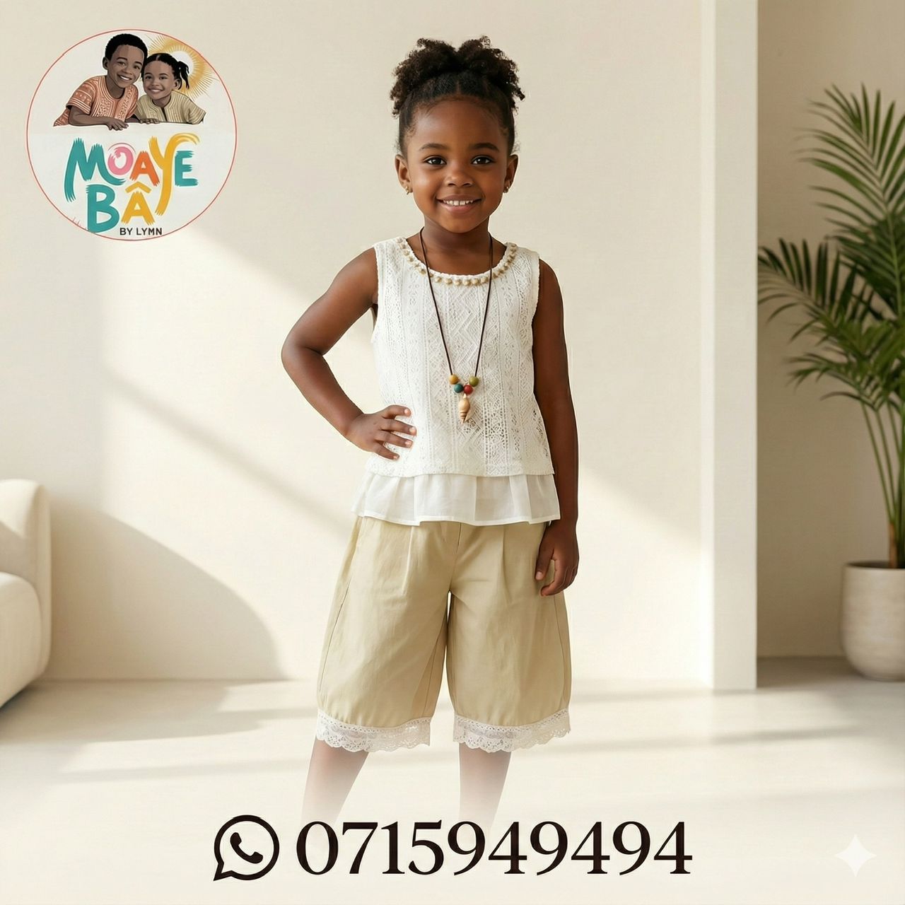 Ensemble 2 pièces fille – Promotion | Top dentelle & Short kaki
