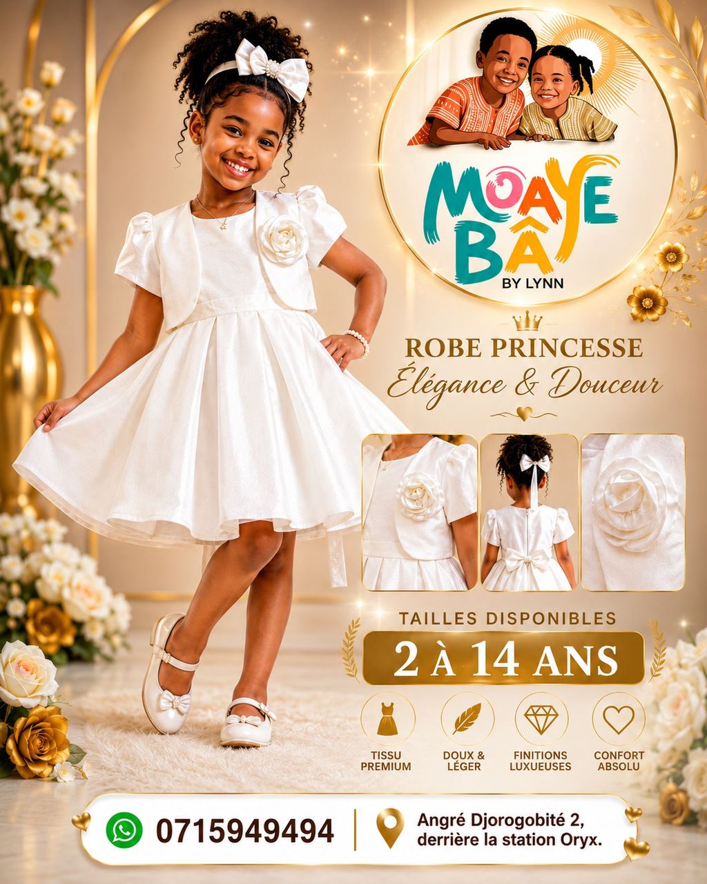 Robe de Cérémonie Princesse – Élégance & Douceur