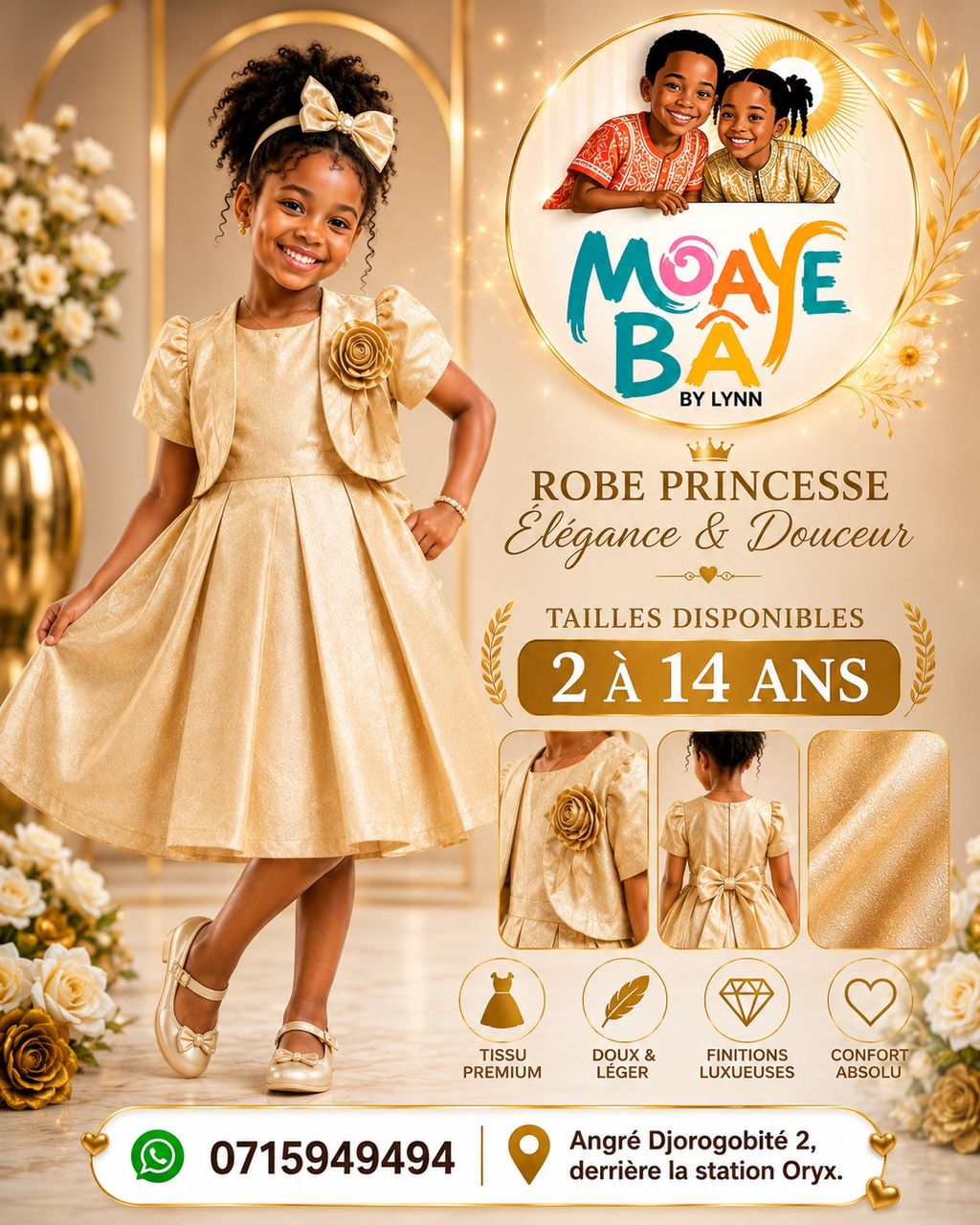Robe de Cérémonie Princesse – Élégance & Douceur