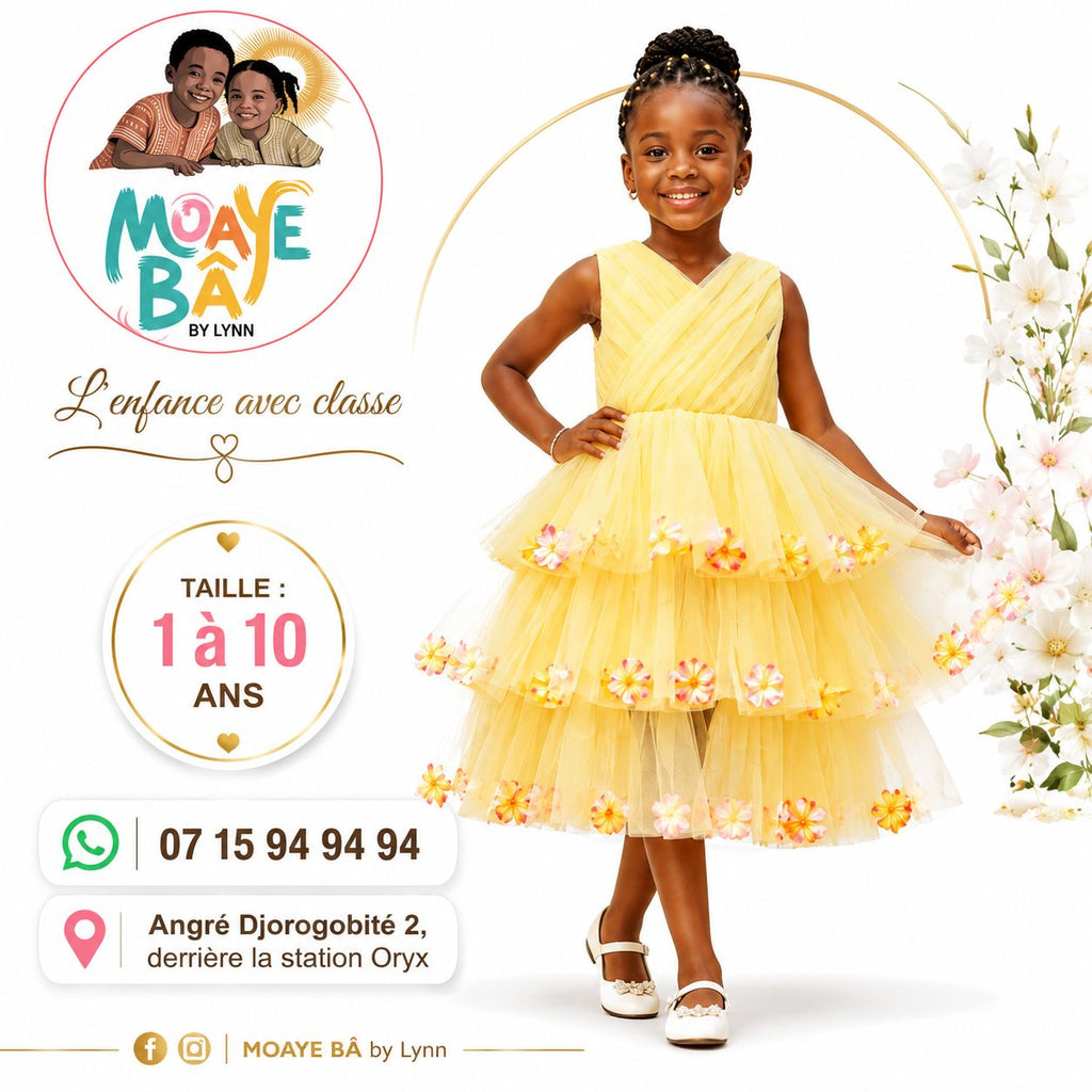 Robe de cérémonie Tulle à Fleurs – Élégance & Douceur