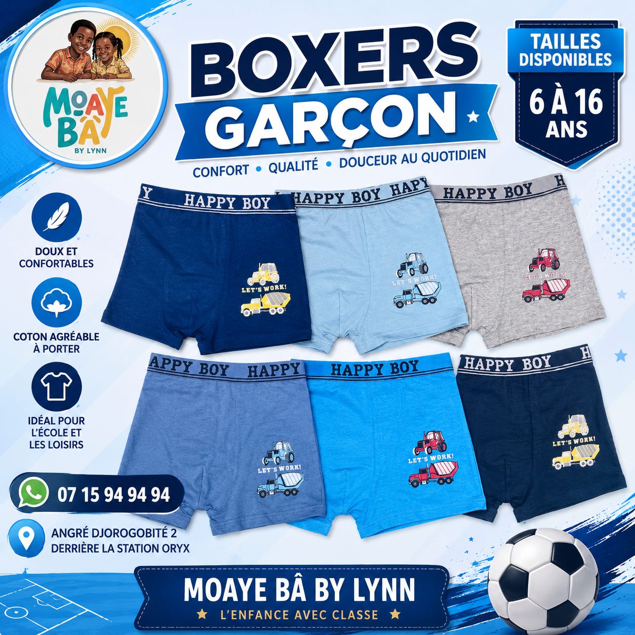 Boxers Garçon – Lot de 2 | MOAYÉ BÂ by Lynn
