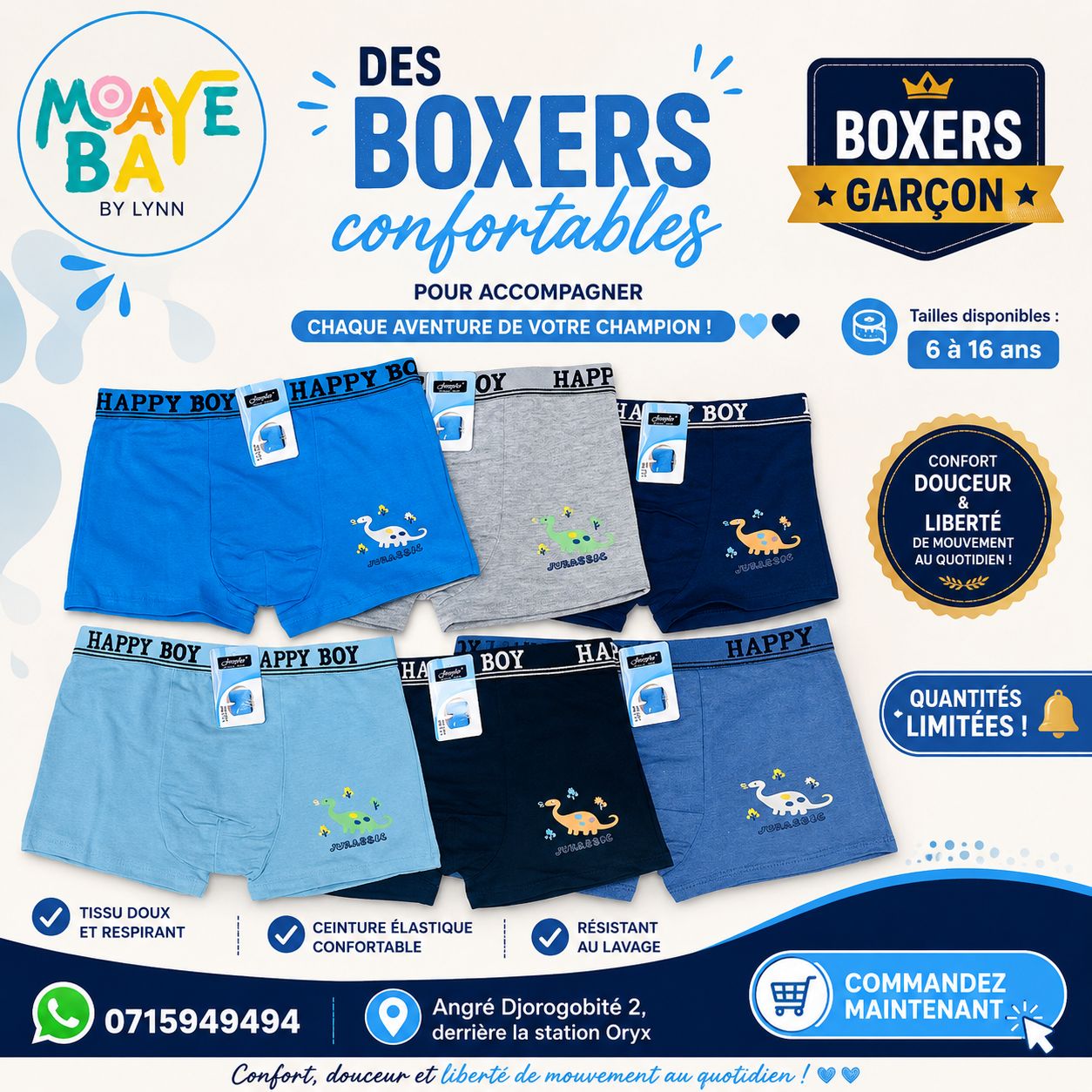 Boxers Garçon – Lot de 2 | Tailles 6 à 16 ans